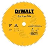 DEWALT DW7296PT Precision Trim 12-Inch 96 Tooth ATB Crosscutting Saw Blade with 1-Inch Arbor