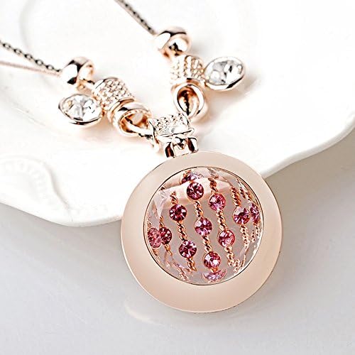 Nice Buckeye 18K Gold Plated Dream of Love Pink Crystal Pendant Necklace