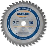 Oshlun SBF-072540 7-1/4-Inch 40 Tooth TCG Saw Blade with 20mm Arbor (5/8-Inch Bushing) for Mild Steel and Ferrous Metals