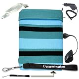 Kroo Soxx Sleeve for Kindle DX (ND10SX04,Blue/Black) + USB Data Cable + Black Car Charger + Black E-Reader Light + Determination Strap (Combo)