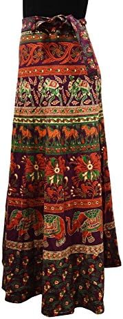 Revamp Women's Wrap Magic Skirt Elephant Print Maxi Dress Cotton DIY Boho India