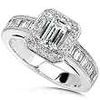 1-3/4ct TW Certified Emerald Diamond Engagement Ring in 18kt Gold (Size 6.5)