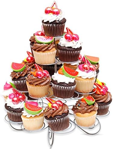 Cup Cake Rack Bakers Kitchen Wedding Birthday Party Steel Wire Tier Cooling Pastry Cake Cupcake Spiral Stand,4 Tier Cupcake Holder,23 Cupcakes and Desserts