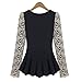 Aokin Women Scoop Neck Long Sleeve Lace Tunics Blouse Top
