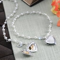 Personalized Pearl Bracelet with Locket Charm