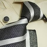 H5020 NEW Designes black Silver Pattern 100% Jacquard Woven Silk Tie Hanky Mens Necktie and Cuff Links Cufflinks and Handkerchiefs Set