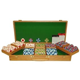 500 PaulsonR Tophat and Cane Clay Poker Chips w Wooden Case by 