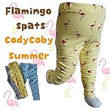 【codycoby】大人気フラミンゴプリントスパッツ夏用【UVカット】【モスカット】 110cm ブルー