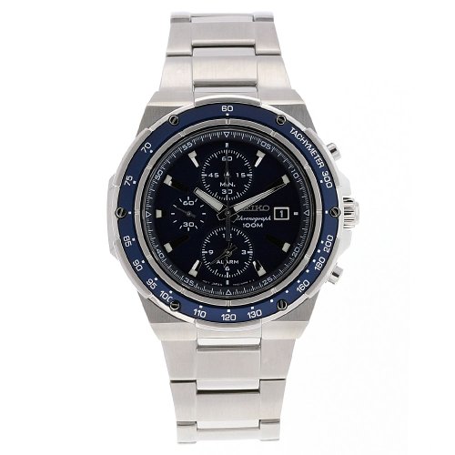 Seiko Men's SNAD81 Chronograph Stainless Steel Blue Dial Watch