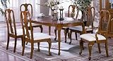 7 Pc Oak Finish Queen Anne Solid Wood Dining Set (Table w/ 6 Chairs)
