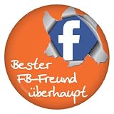 Bester Facebookfreund - orange Button Ansteckbutton 37mm für Twitter und Facebook