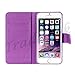 iPhone 6 Case, iPhone 6 Wallet Case, Tradekmk(TM) Brand New PU Leather Ladies' Purse Wallet Case Stand Phone Cover[Bling Rhinestone Design] Compatible with Apple iPhone 6(4.7)[+Stylus+Screen Protector+Cleaning Cloth]-(Purple)