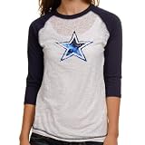 Dallas Cowboys Women's White/Navy Eliza 3/4 Sleeve Raglan Shirt