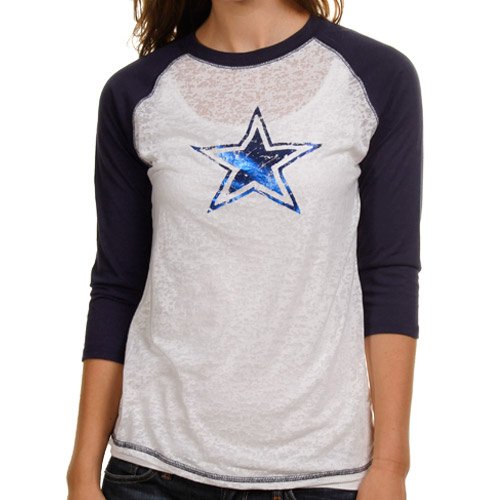 Reebok Dallas Cowboys Women's Eliza Raglan Soft 3/4 Sleeve Shirt Size Medium