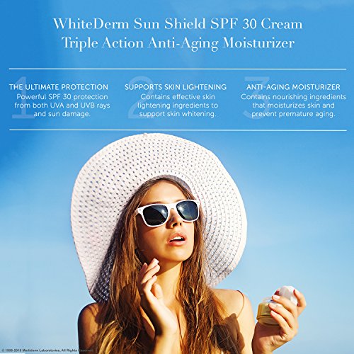 MediDerm Sun Shield SPF 30 Sunscreen & Anti-Aging Moisturizer Cream For Face & Body - Oil Free, Hypoallergenic Lotion With Skin Whitening Complex For Blemish and Dark Spot Removal - With Aloe and Vitamin E