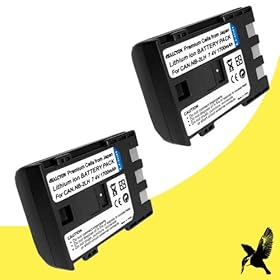 Two Halcyon 1700 mAH Lithium Ion Replacement Battery for Canon NB-2LH and for Canon EOS Rebel XTi, EOS Rebel XT DSLR Cameras & VIXIA HV20, HV30, HV40, HG10, HF R10, HF R100, HF R11 Digital Camcorders & Elura 40MC, 50, 60, 65, 70, 80, 85, 90 Mini DV Camcorders & Optura 500, 60, 30, 40, 400, 50, 500, 