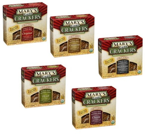 Mary's Gone Crackers Variety Pack with Onion, Herb, Black Pepper, Original, Caraway (5 pack) 6.5oz