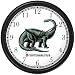 Brontosaurus - Green Dinosaur Animal Wall Clock by WatchBuddy Timepieces (Black Frame)