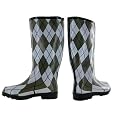 Green Check Print Wellington Boots