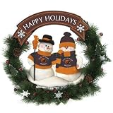 20" NFL Cleveland Browns Snowman Couple Christmas Berries and Pine Cones Wreath