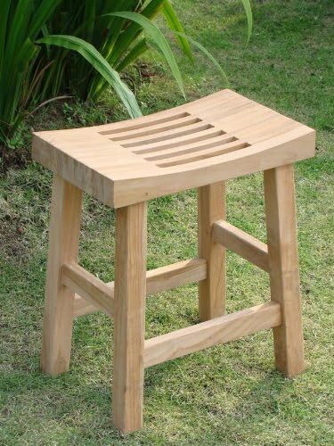 New Grade A Teak Wood Garden 16" Single Curved Seat Shower/Bath Room/Pool/Spa Stool Bench