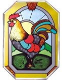 10 OCTAGON Stained ART Glass ROOSTER Chicken BIRD Country DESIGN Panel WINDOW