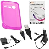 GTMax Hot Pink Soft Rubber Silicone Skin Protector Cover Case + Clear LCD S ....