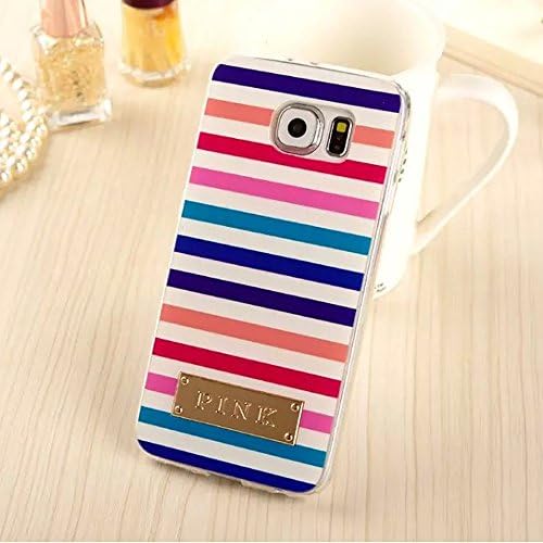 Superbz Samsung Galaxy S6 Case,Replacement Colorful Stripe Pattern "PINK" Victoria Secret TPU Case Cover for Samsung Galaxy S6 (Not for S6 Edge,S6 H) (Colorful stripe)