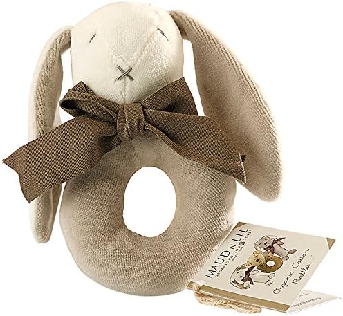 Maudnlil Organic infant Donut Rattle, Grey, Small