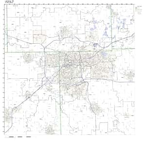 Amazon.com - Lansing, MI ZIP Code Map Laminated - Prints