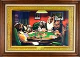 Framed Poker Dogs Print by Cash Coolidge - 41x30