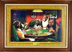 Framed Poker Dogs Print by Cash Coolidge - 41x30