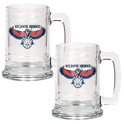 Atlanta Hawks NBA 2pc 15oz Glass Tankard Set - Primary Logo by Great American Products