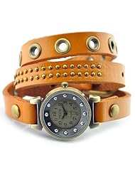 Sinecda Womens Watch Cool Punk Belt Double Rivets Wrap Vintage Watch Watchband Header