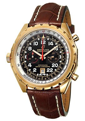 Breitling H2236012-B818-739P Chrono-Matic 24H Black Dial Leather Crocodile Men's Automatic Chronograph, Chronometer Watch