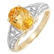 FPJ Majestic Ring With 2.06ctw Precious Stones - Genuine Diamonds and Citrine Well Made in Yellow Gold - Certificate Available.