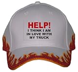 HELP! I THINK I AM IN LOVE WITH MY TRUCK Orange Flame Hat / Baseball Cap