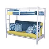Twin Full Size Futon Metal Bunk Bed in White Finish