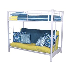 Twin over Futon Metal Bunk Bed - White (FutonƑ