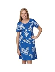 Petite Scoop Neck Cotton/Knit Spring Summer Fall Winter Tropical Print Short Sleeves Knee Length Evening Dress 