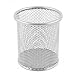 uxcell Silver Gray Metal Mesh Cylinder Shaped Pen Pencil Holder Container