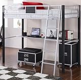 IMAGE OF LeClair Contemporary Black Kids Metal Twin Loft Bed with Desk by Coaster