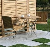 Folding Teak Garden Table 75cm Square And 2 Teak Garden Armchairs With Stainless Steel Bases Great For Conservatory Furniture As Well As Patio Furniture