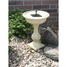 Belize Outdoor Solar Birdbath Fountain - Antique White by 