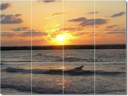 Sunsets Photo Custom Tile Mural 9. 24x32 inches using (12) 8x8 ceramic tiles.