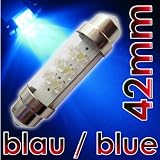 Produkt-Bild: LED Glas Soffitte 6 LEDs Blau 42mm L&auml;nge 12V Kfz Lampe f&uuml;r zB. Innenraumbeleuchtung