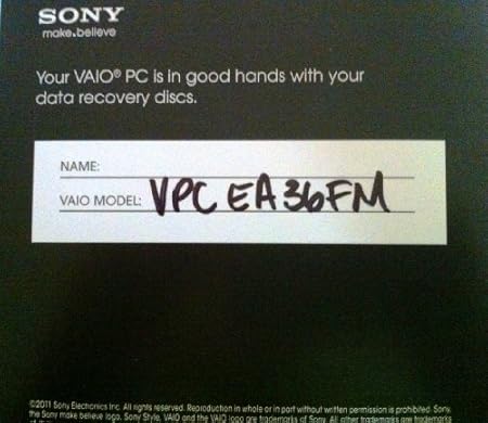 Sony Vaio VPCEA36FM system restore disks