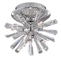 Possini Euro Crystal Burst 8 Wide Chrome Ceiling Light
