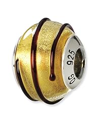 Sterling Silver Gold/Brown Italian Murano Charm Bead Fits Pandora Chamilia Biagi Bracelet