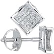 Solid 14K White Gold .10 Carat Micro Pav&eacute; Genuine Diamond Earrings